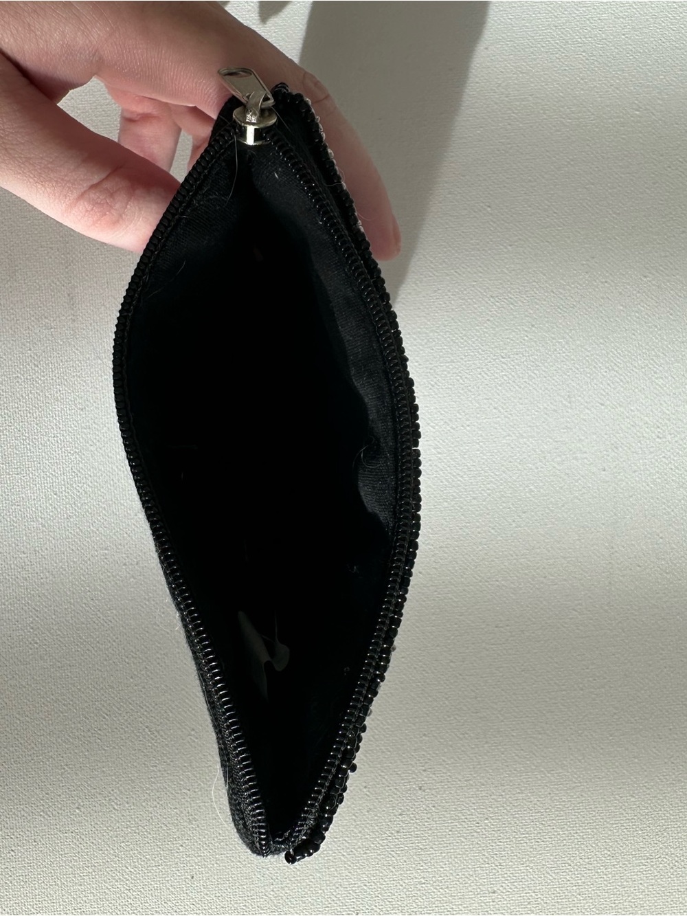 Beaded Heart Zip Pouch - Black, Silver & Red - Picture 2 of 2